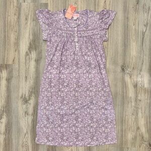 NWT Pink Label Modest Lavender Floral Nightgown Short Sleeve Sleep Gown Size M